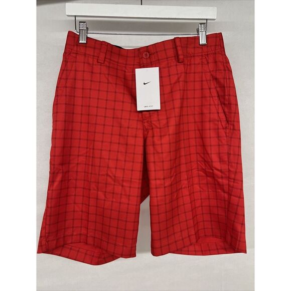 NEW NWT NIKE Dri-fit Plaid Golf Shorts In University Red/university Red Sz 30 - Picture 3 of 7